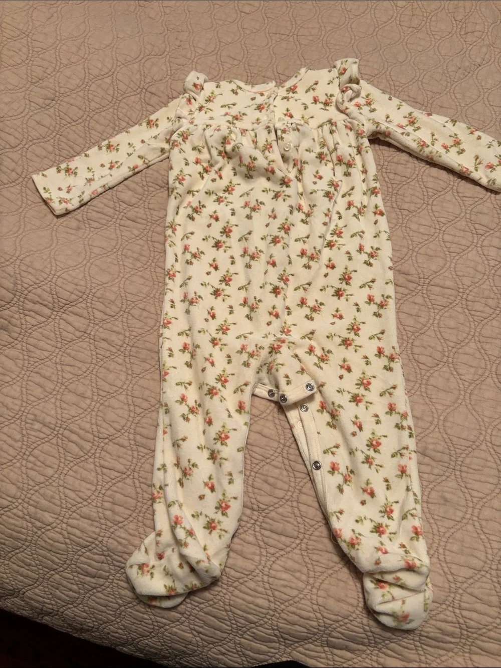 Ralph Lauren Cream Floral Footed One-Piece
